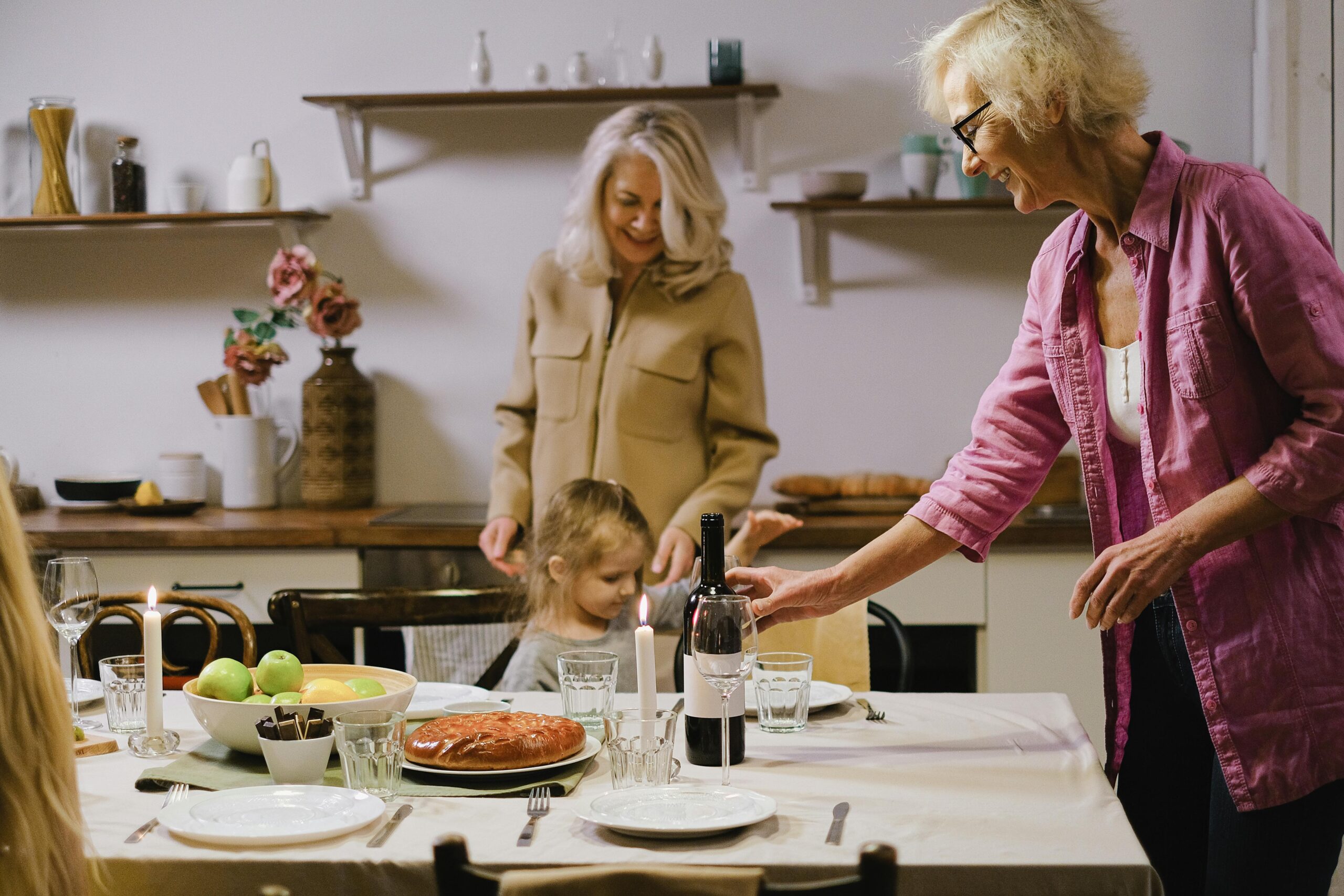 Grandparent and grandchild enjoying their free time in their newly cleaned home.